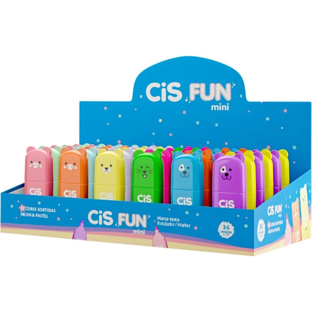 CANETA MARCA TEXTO CIS FUN MINI 12 CORES SORTIDAS SERTIC (DP.C/36) - imagem 5