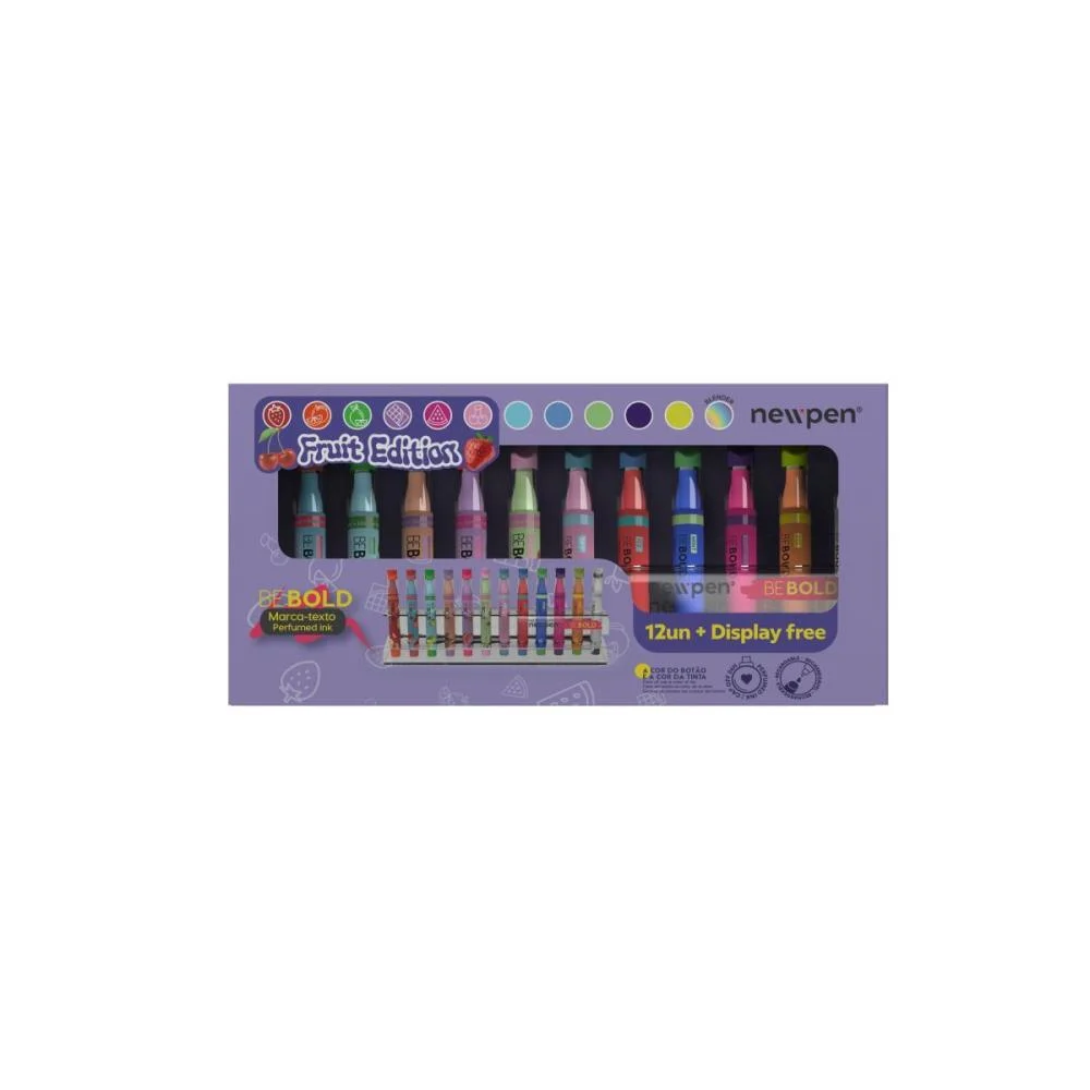 CANETA MARCA TEXTO BEBOLD FRUITS 12 CORES DISPLAY NEWPEN (DISPLAY) - imagem 7