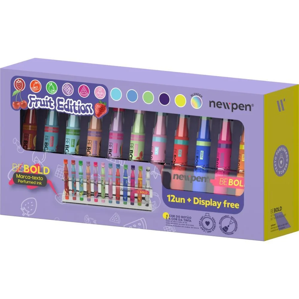 CANETA MARCA TEXTO BEBOLD FRUITS 12 CORES DISPLAY NEWPEN (DISPLAY) - imagem 8