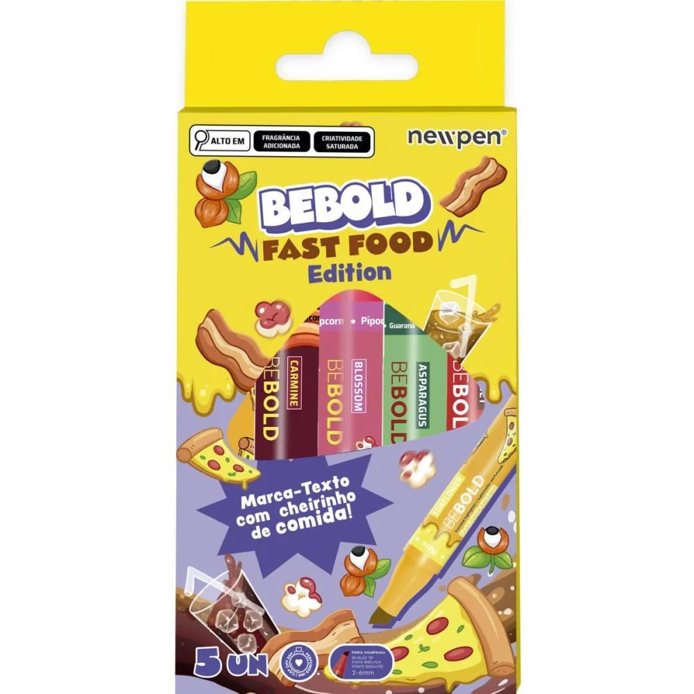 CANETA MARCA TEXTO BEBOLD FAST FOOD C/5 CHEIRINHO NEWPEN (ESTOJO) - imagem 3