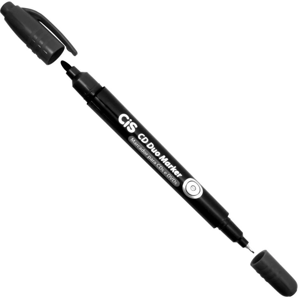 CANETA PARA CD 1.0MM CIS DUO MARKER 2PONTAS PRETO SERTIC (CX.C/12) - imagem 3