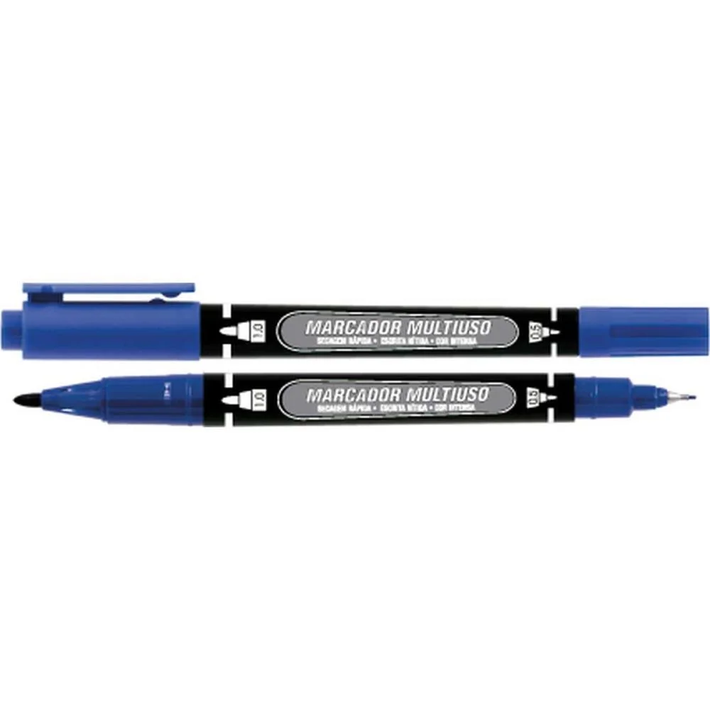 CANETA PARA CD 1.0MM MM100 PONTA DUPLA AZUL GRAMP LINE (CX.C/12) - imagem 3