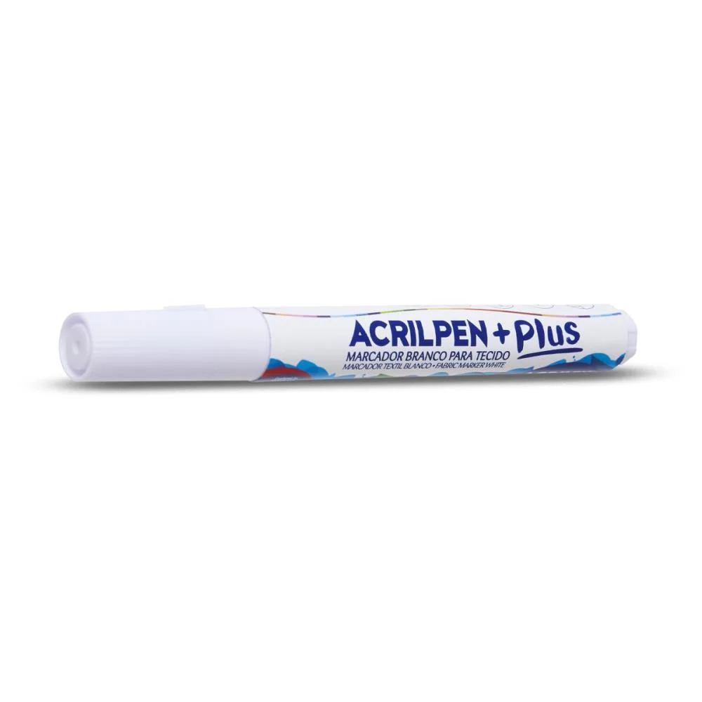CANETA PARA TECIDO BRANCO ACRILPEN PLUS ACRILEX (BLISTER) - imagem 2