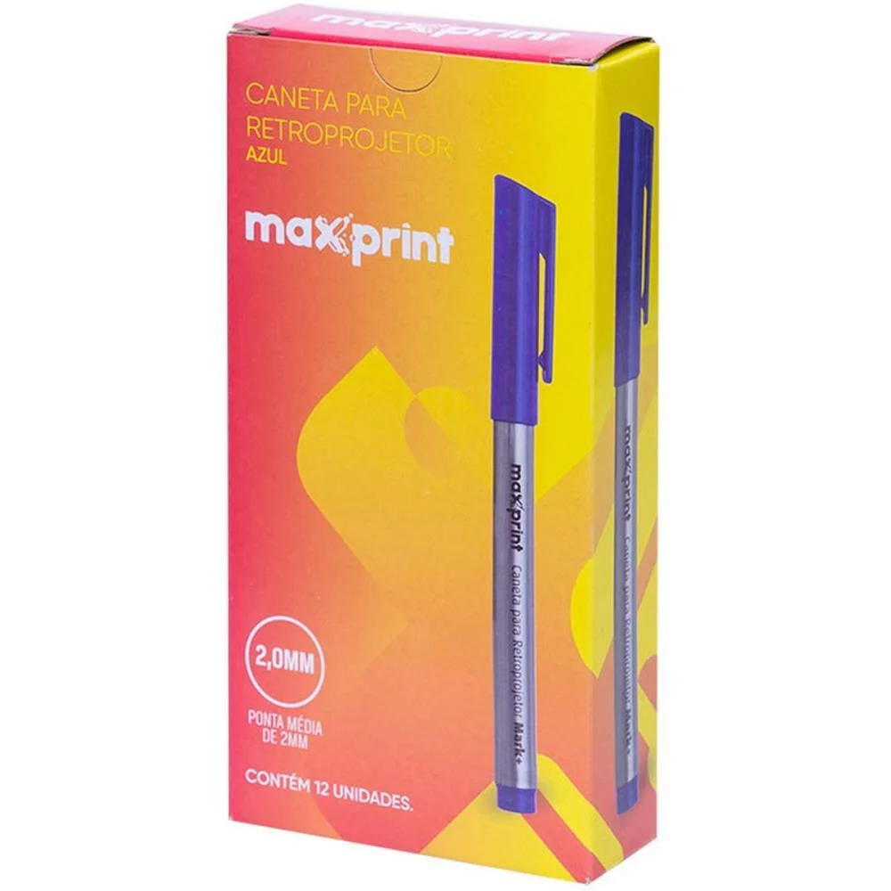 CANETA RETROPROJETOR 2,0MM AZUL MARK MAXPRINT (CX.C/12) - imagem 2