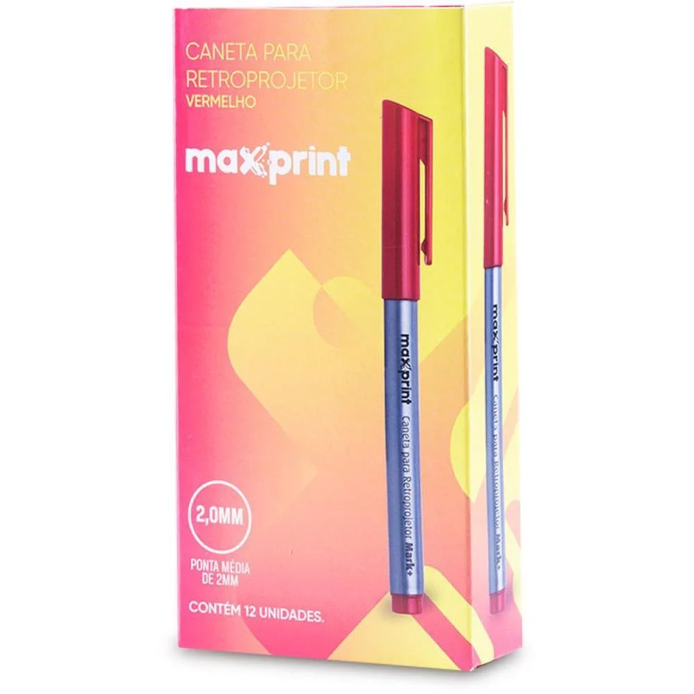 CANETA RETROPROJETOR 2,0MM VERMELHO MARK MAXPRINT (CX.C/12) - imagem 2