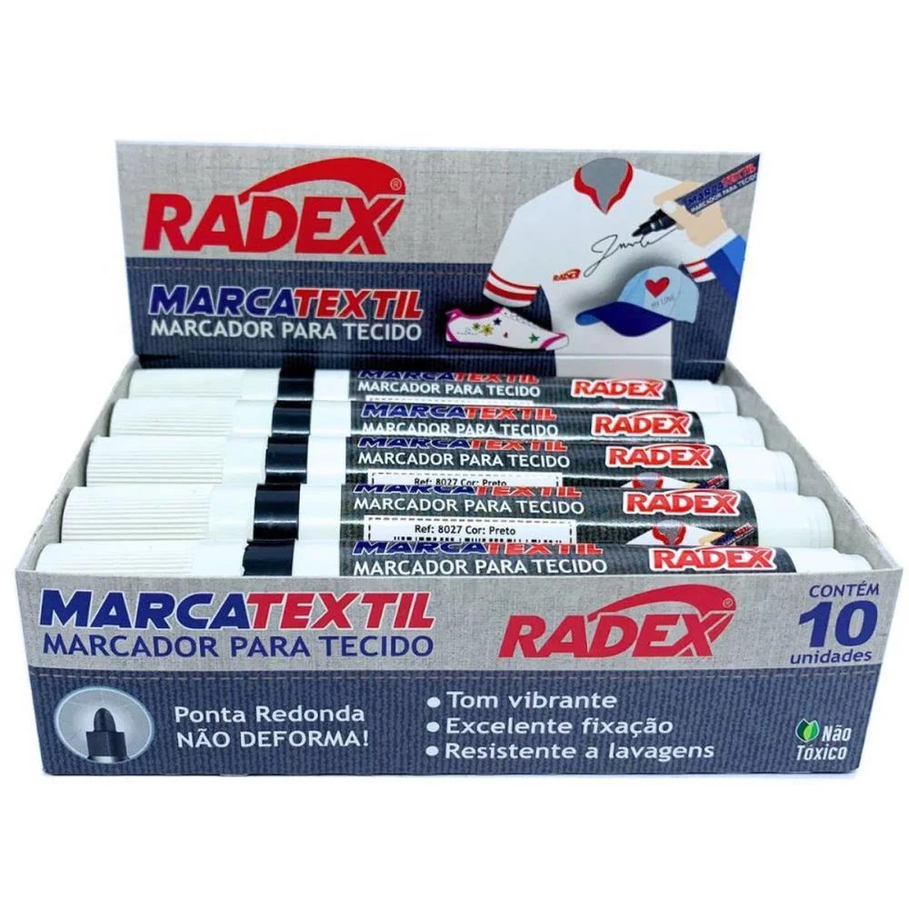 CANETA PARA TECIDO MARCATEXTIL PRETO RADEX (CX.C/10) - imagem 2