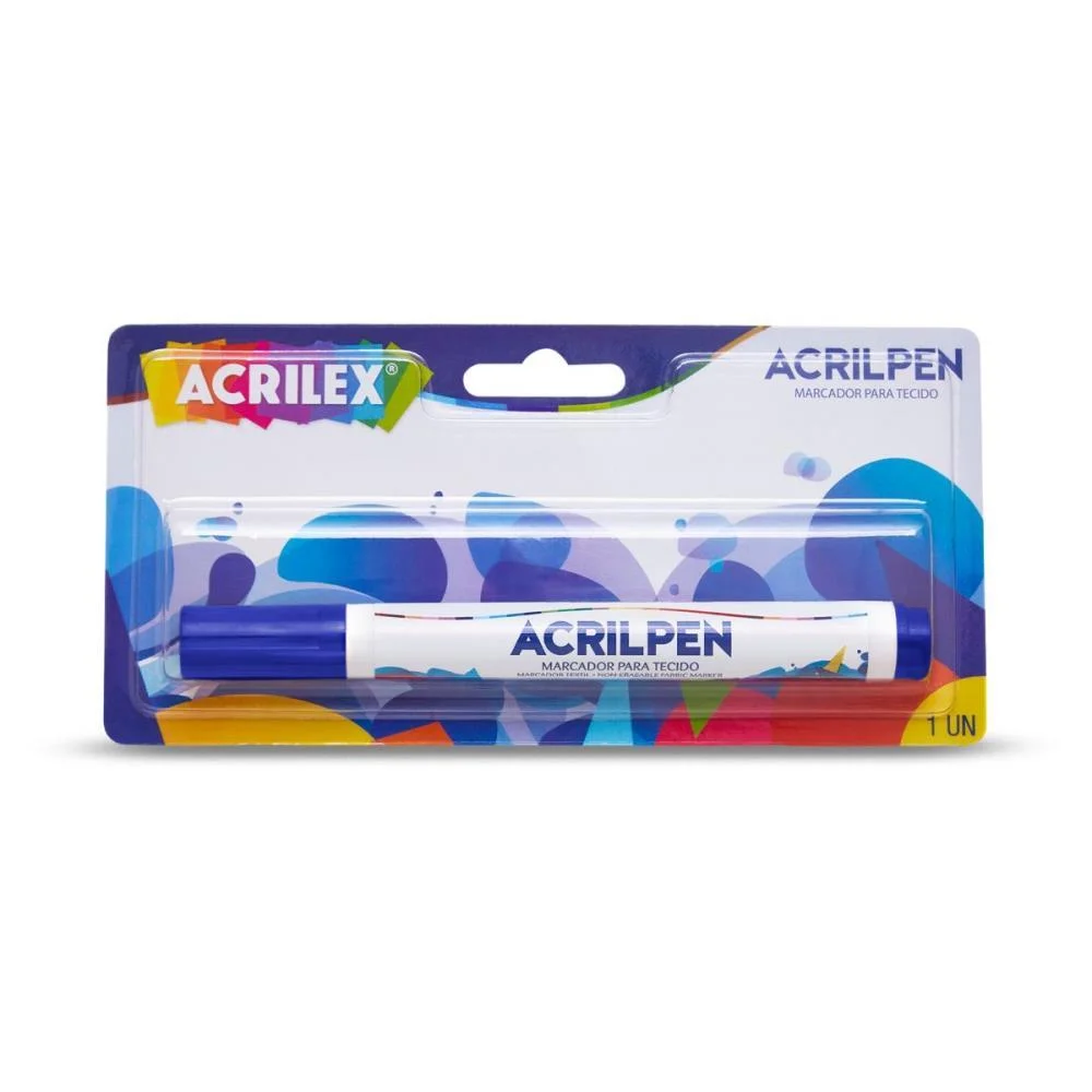 CANETA PARA TECIDO AZUL TURQUESA ACRILPEN BLISTER ACRILEX (CX.C/06) - imagem 2