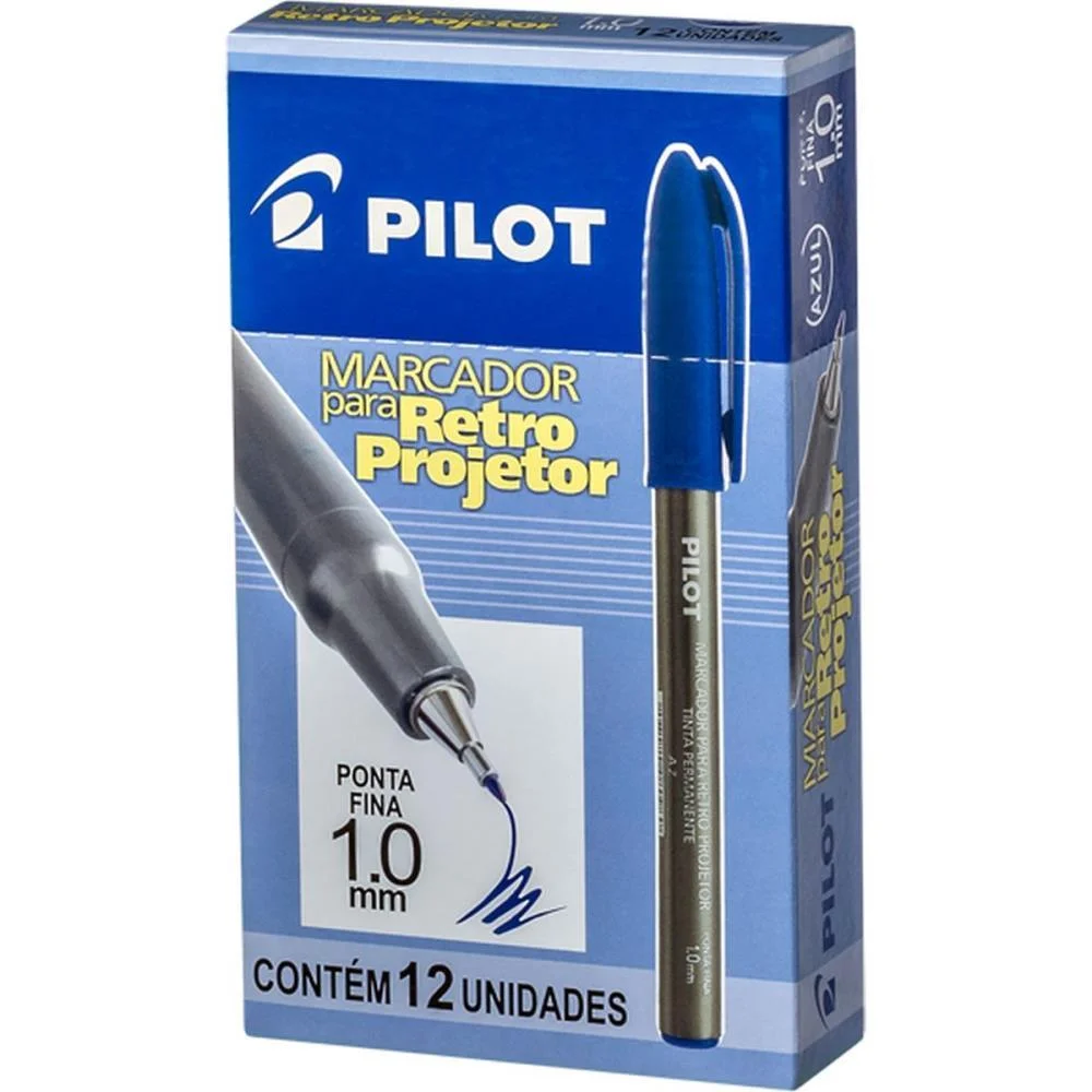 CANETA RETROPROJETOR 1.0MM MARCADOR AZUL PILOT (CX.C/12) - imagem 4