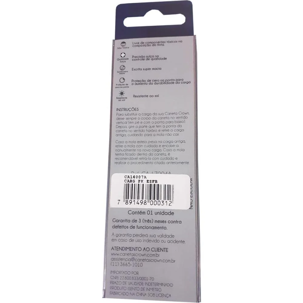 CARGA CANETA ESFEROGRAFICA PARKER AZUL BL.C/01 CROWN (BLISTER) - imagem 4