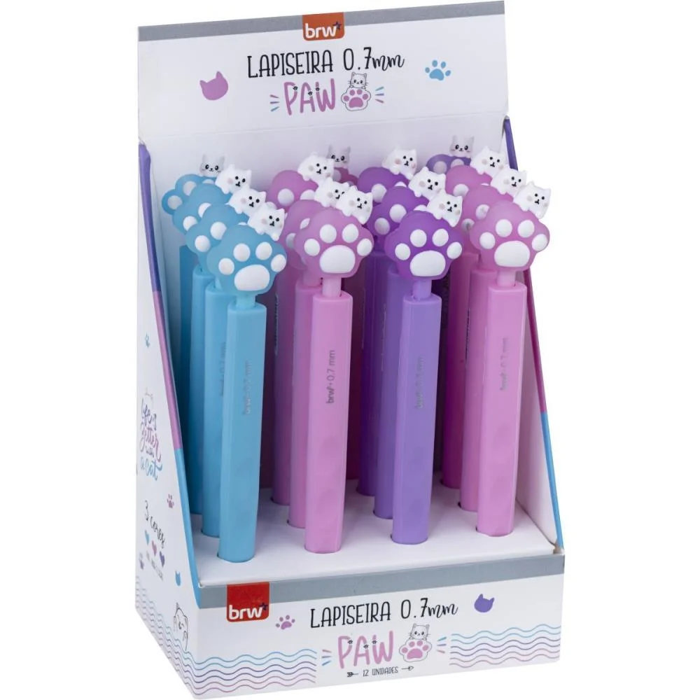 LAPISEIRA 0.7MM PAW PLASTICA 3 CORES SORTIDAS BRW (DP.C/12) - imagem 6