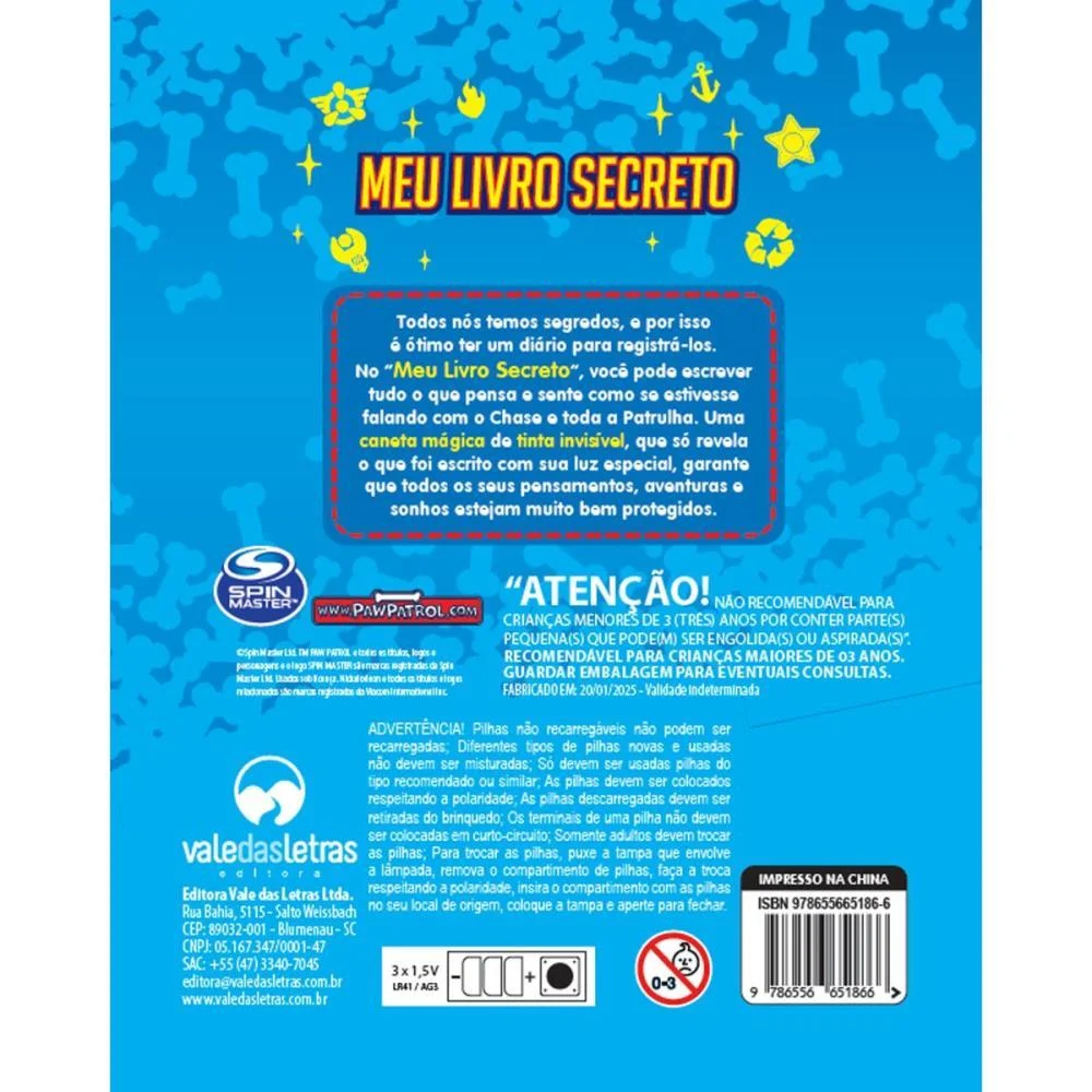 DIARIO PATRULHA CANINA CHASE AZUL VALE DAS LETRAS (UNIDADE) - imagem 3