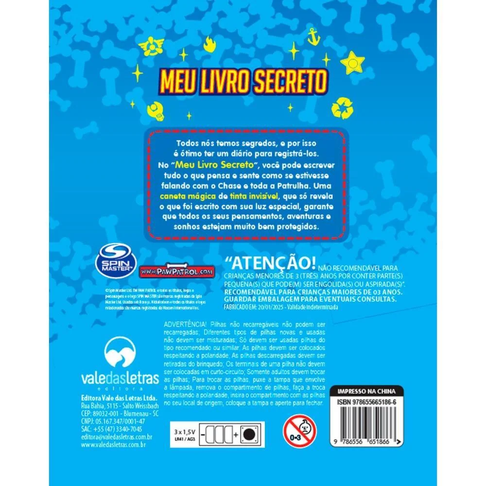 DIARIO PATRULHA CANINA CHASE AZUL VALE DAS LETRAS (UNIDADE) - imagem 4