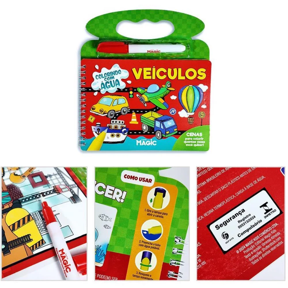 LIVRO AQUABOOK VEICULOS 10PGS 21,5X20CM MAGIC KIDS (UNIDADE) - imagem 4
