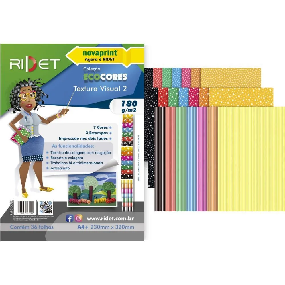 BLOCO PARA EDUCACAO ARTISTICA TEXTURA 2 DEC.180G.36F 23X32CM RIDET (PACOTE) - imagem 2