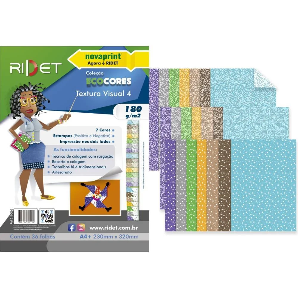 BLOCO PARA EDUCACAO ARTISTICA TEXTURA 4 DEC.180G 36F 23X32CM RIDET (PACOTE) - imagem 2