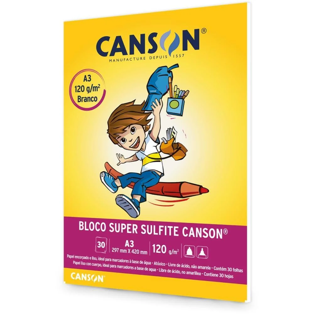 BLOCO PARA EDUCACAO ARTISTICA LISO INFANTIL A3 120G 30FLS CANSON (BLOCO) - imagem 3